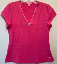 Lilly Pulitzer XS Bright Pink T-Shirt Top Women&#39;s Knit Tee EUC - £15.52 GBP