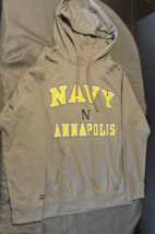 USN U.S. NAVY ANNAPOLIS CADET ADULT GRAY &amp; YELLOW HOODIE SWEATER LARGE - £21.13 GBP