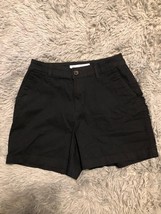 Essentials Shorts Women&#39;s Size 2 Black Chino Bermuda Walking Stretch - $17.64