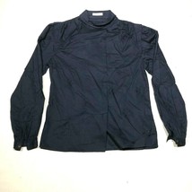 Vintage TAHARI Blouse Shirt Top Womens 6 Navy Blue Hidden Buttons Stars ... - £13.92 GBP