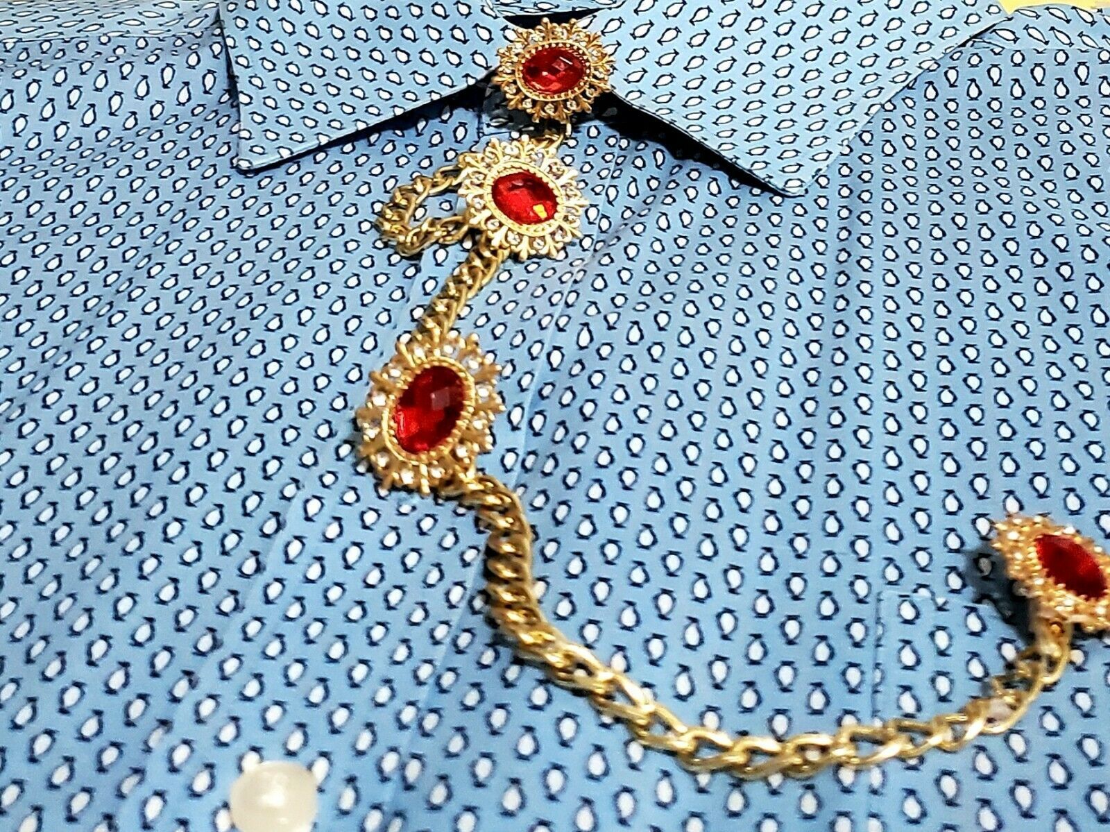 Men&#39;s Crystal Chains Button Stud Pin For Isiagu Top Shirt &amp; Dashiki .Mor... - $24.00+
