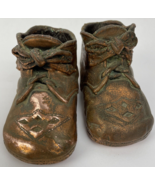 Vintage Antique Baby Brass Bronze Shoes Booties Bronze Dipped Baby Shoes... - $40.74 CAD