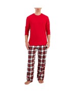 Club Room Men&#39;s Parlor Plaid Fleece Pajama Pants &amp; Top Set Bright White ... - $379.18 MXN