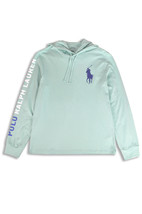 Polo Ralph Lauren Aqua Green Blue Big Pony Light Sweater Hoodie, M Mediu... - $49.01