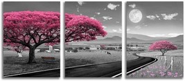 Rustic Cow Farm Moon Themed 16X12 Inches Each Panel Wall Art In Black And White - £35.88 GBP