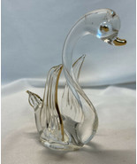 Vintage Brooke Glass Swan Figurine with Gold Accents ~ 3&quot; Tall  BEAUTIFUL! - $9.00