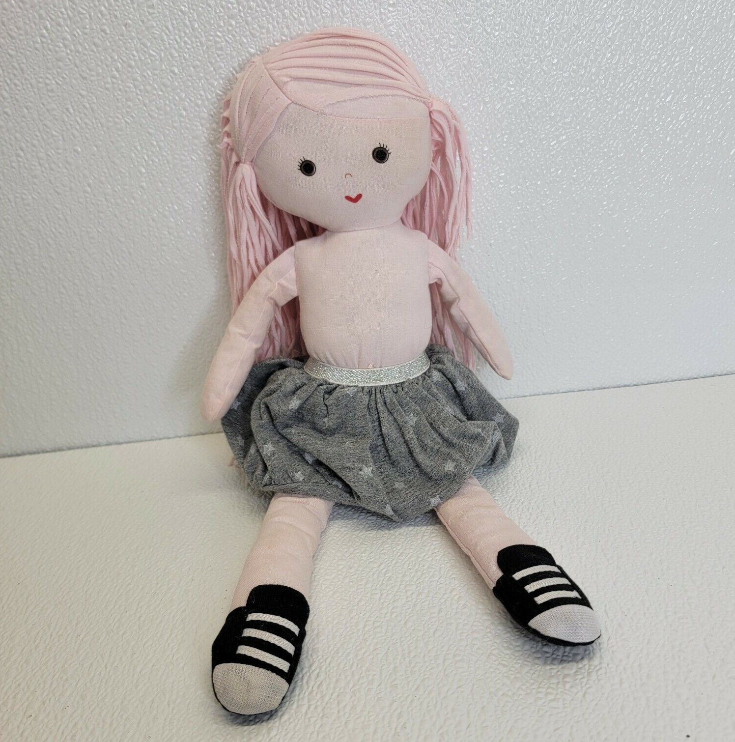 Rare North American Bear Co. Amy Coe Betty Doll Pink 15" Gray Silver Star Skirt  - $21.23