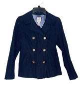 J.Crew Women&#39;s Jacket Coat Double Breast Gold Buttons Long Sleeve Blue S... - £30.96 GBP
