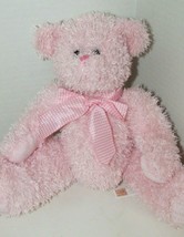 Circo shaggy Plush Teddy Bear pink herringbone gingham check bow Target seated - £7.81 GBP