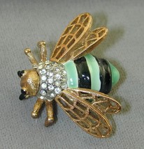 Vintage Capri Rhinestone Enamel Painted Bee Bug Fly Pin - £24.05 GBP