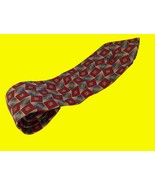 Countess Mara  Wine Aqua Blue Gold Silk Tie Diamond Geometric Logo Embro... - €8,03 EUR