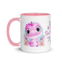 Accent Coffee Mug 11oz | Cute Pink Dinosaur Floral Best Mom Ever - £20.35 GBP