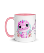 Accent Coffee Mug 11oz | Cute Pink Dinosaur Floral Best Mom Ever - $35.84 CAD