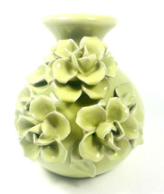 Midwest-CBK  Floral and Fauna Ceramic Celedon Floral Vase 6.25 in high - £13.13 GBP