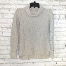Ann Taylor Sweater Women XS Petite Beige Gray Marled Tight Knit Wool Linen Blend - £11.07 GBP