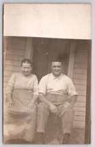 RPPC Large Man And Old Woman On Porch Real Photo c1915 Postcard G34 - £5.35 GBP