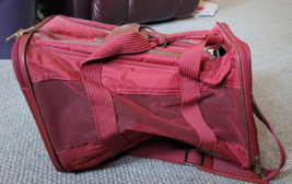 Sherpa Bag Pet Carrier Red Cat Dog Travel Safety Mesh Sides Zipper Closu... - $21.99