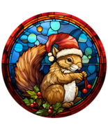 Squirrel Santa Suncatcher Gift, Sunset Stained Glass Style Window Hangin... - $641.85 MXN+