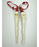 Vintage Ceramic Porcelain Long Santa Head Face Beard Icicle Ornaments 5.... - $15.95