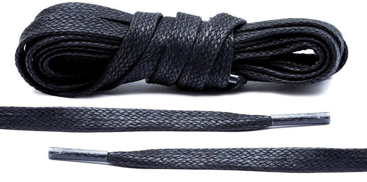 Primary image for 70" = 180cm BLACK flat waxed boot laces for 16 18 20 eyelets boot 1/4" wide