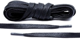 70&quot; = 180cm BLACK flat waxed boot laces for 16 18 20 eyelets boot 1/4&quot; wide - £16.68 GBP