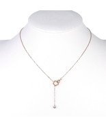 Rose Gold Tone Necklace With Clover Pendant &amp; Swarovski Style Crystal - £17.94 GBP