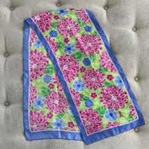 Lilly Pulitzer 100% Silk Ford Floral Mum Scarf Blue Pink - $27.36