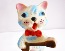 LEDRA CAT with MANDOLIN 1960s cm 22.5 Original Rubber sqeaky cat toy - £30.66 GBP