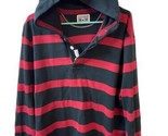 Converse One Star Striped Rugby Shirt Mens Size XL Red Black Hooded Heav... - $29.77