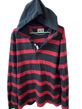 Converse One Star Striped Rugby Shirt Mens Size XL Red Black Hooded Heavy Jersey - £23.31 GBP