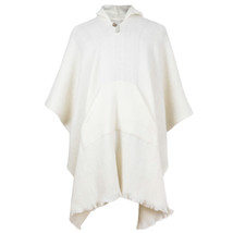 LLAMA WOOL WHITE MENS UNISEX LADY JEDI CAPE PONCHO JACKET WITH POCKET OT... - £71.18 GBP