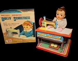 Vintage 1950s Dolly Seamstress Sewing Dressmaker Battery Operated Tin To... - $356.75