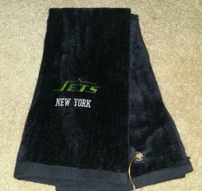 NY Jets Embroidered Golf Sport Towel 16x26 Black  - £13.54 GBP