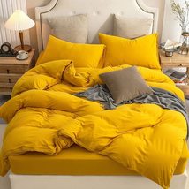 Yellow Mustard Washed Cotton Duvet Cover Set UO Bedding Twin Full Double... - £48.62 GBP+