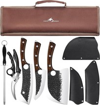 Purple Dragon 9 Pcs Chef Knife Set, High Carbon Steel Hand Forged Meat B... - £61.52 GBP