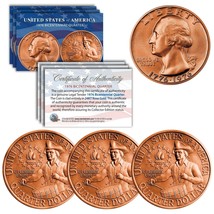 Bicentennial 1976 Quarters US Coins Authentic ROSE GOLD Plated - Lot of 3 - £10.49 GBP