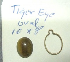 Tiger Eye 10 X 8 X 3.4 Mm Oval With Gold Tone Bezel - £3.93 GBP