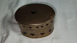 Vintage Brass Heart Import Collection India Trinket Box 3.75 Inch 2.5 Tall - $9.99