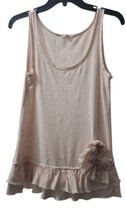 J. Crew Tank Top XS Pink Ruffled With Flower - £6.58 GBP