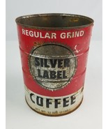 Vintage Silver Label tin coffee 2 lb. Can Red &amp; Silver Atlanta Georgia GA - £18.68 GBP