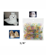 500 pc Dog Grooming COLOR Hair Bands 1/4&quot;Rosin Coated Rubber Latex Top K... - $12.99