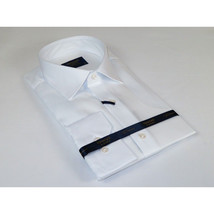 Men 100% Fancy Cotton Shirt Manschett Quesste Turkey Slim Fit 6041-03 White image 4