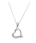 925 Sterling Silver Heart Cubic Zirconia Pendant - £15.75 GBP