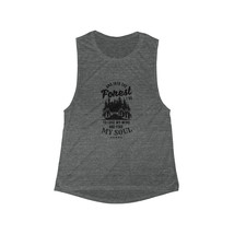 Women&#39;s Flowy Scoop Muscle Tank, Black and White Forest Print, Spiritual Nature  - £22.22 GBP+