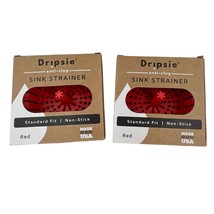 Lot 2 Dripsie Sink Strainers Red Standard Fit Non-Stick Rimless Anti-Clog New - £16.03 GBP
