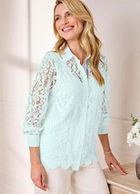 Kaleidoscope Mint Pizzo Camicia UK 10(fm78-4) - £24.01 GBP