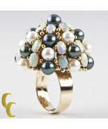 Cultured Freshwater Pearl, Opal Dome 18k Yellow Gold Cocktail Ring Size 8.5 - $5,232.64