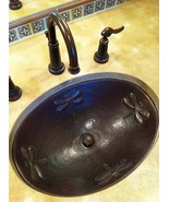 19" Oval Copper Bathroom Drop In Sink with Dragonfly Design -- Drain Inc... - $199.95