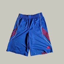 Adidas Youth Shorts Large 14/16 Blue Red Elastic Waist Pockets - $10.88