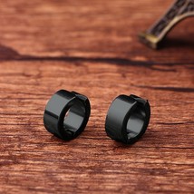 1 Pairs Geometric Punk Rock Black Titanium Steeling Ear Cuff Rings Clip ... - £6.09 GBP